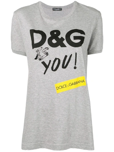 Shop Dolce & Gabbana 'is You!' Print T-shirt - Grey
