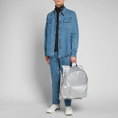 Shop Eastpak X Raf Simons Punk Poster Padded Backpack In Silver
