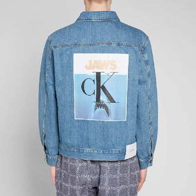 Shop Calvin Klein 205w39nyc Jaws Back Print Denim Jacket In Blue