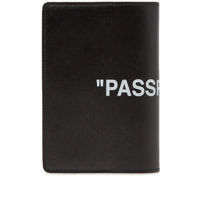 Shop Off-white Quote Passport Wallet In Black