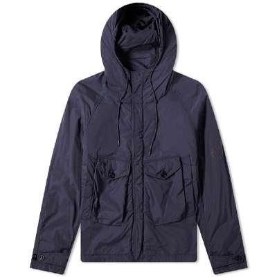 Shop Ten C Lightweight Tempest Hooded Reflective Jacket In Blue