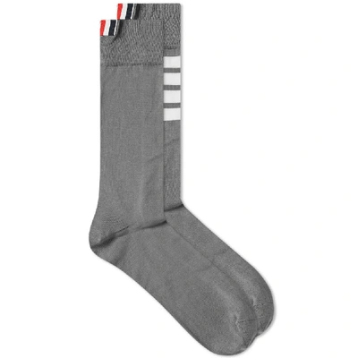 Shop Thom Browne 4 Bar Mid Calf Sock In Grey