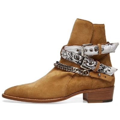 Shop Amiri White Bandana Buckle Boot In Brown