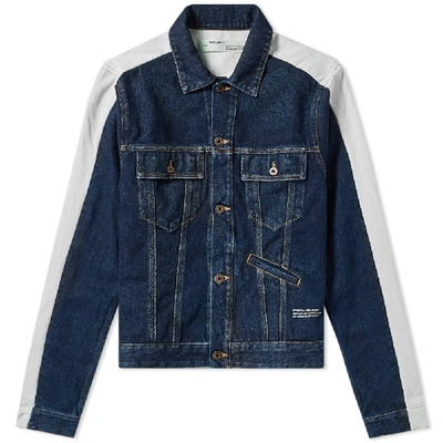 Shop Off-white Exaggerated Sleeve Denim Jacket In Blue