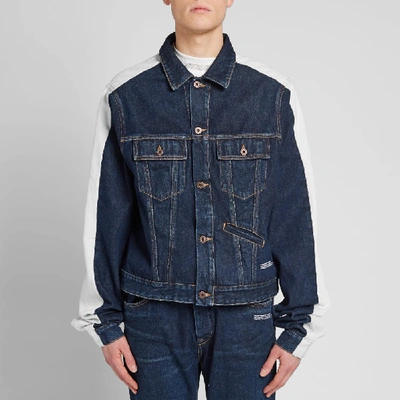 Shop Off-white Exaggerated Sleeve Denim Jacket In Blue