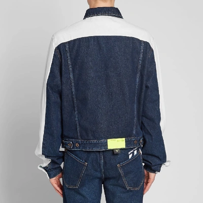 Shop Off-white Exaggerated Sleeve Denim Jacket In Blue