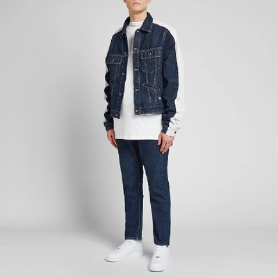 Shop Off-white Exaggerated Sleeve Denim Jacket In Blue