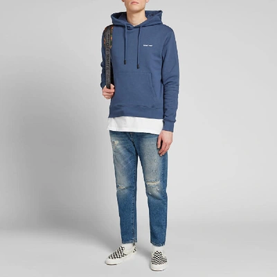 Shop Off-white Logo Slim Hoody In Blue