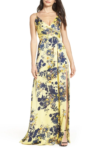 Shop Jill Jill Stuart Floral Maxi Dress In Canary/ Navy Multi