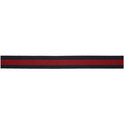 Shop Gucci Black And Navy Gg Belt In 8632 Black