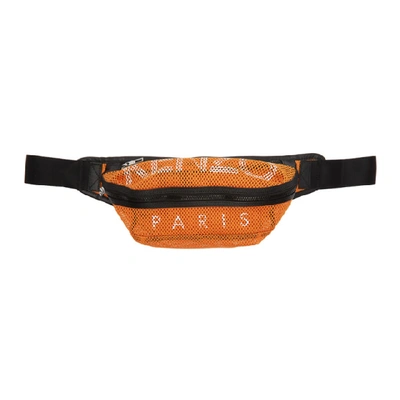Shop Kenzo Orange Mesh Logo Belt Bag In 17medorng