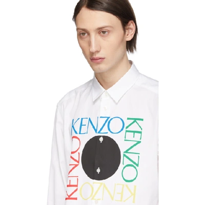 Shop Kenzo White Square Logo Slim-fit Shirt In 01 White