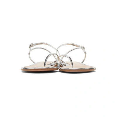 Shop Gianvito Rossi Silver Strappy Flat Sandals