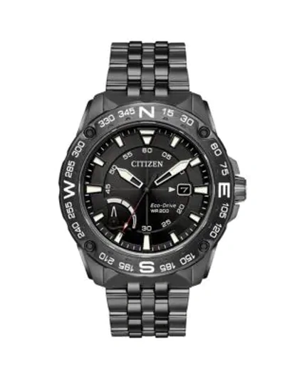 Shop Citizen Eco-drive Stainless Steel Bracelet Sports Watch In Black