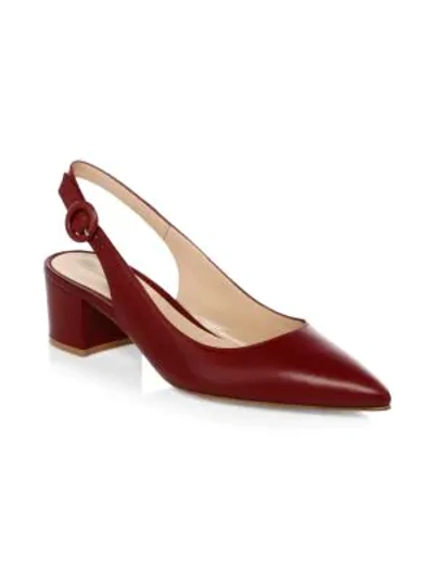Shop Gianvito Rossi Leather Slingback Pumps In Syrah