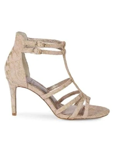 Shop Adrianna Papell Ari Floral Lace Sandals In Blush