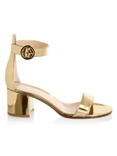 Shop Gianvito Rossi Portofino Leather Ankle-strap Sandals In Gold