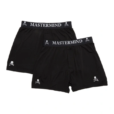 Shop Mastermind Japan Mastermind World Two-pack Black Silk Boxer Briefs