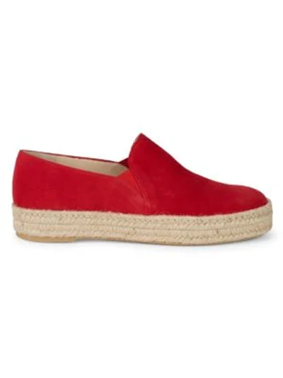 Shop Stuart Weitzman Nugal Suede Espadrilles Slip-ons In Red