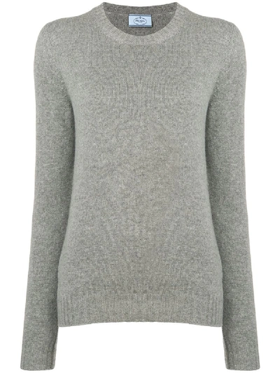 Shop Prada Cut-out Detail Sweater - Grey