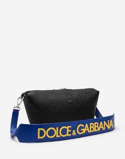 Shop Dolce & Gabbana Clutch With Branded Strap In Black