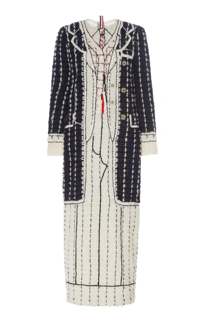 Shop Thom Browne Trompe L'oleil' Crochet Suit Dress In Black/white