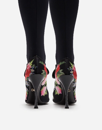 Shop Dolce & Gabbana Printed Stretch Jersey Booties In Floral Print