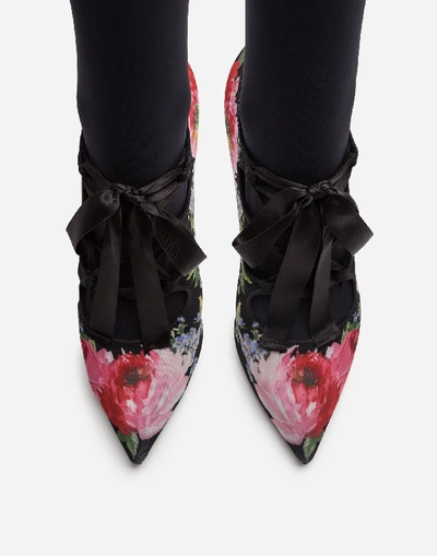 Shop Dolce & Gabbana Printed Stretch Jersey Booties In Floral Print