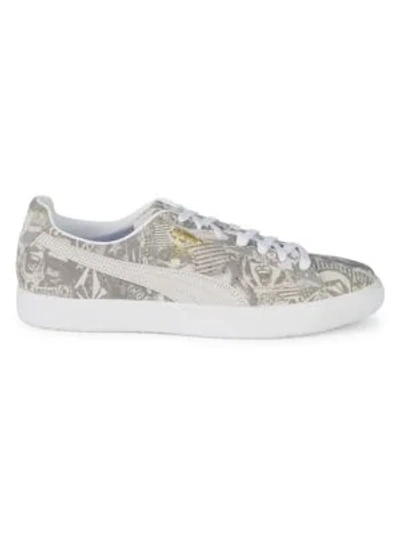 Puma Clyde X Volcom For Bls Printed Suede Platform Sneakers In White |  ModeSens