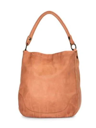 Shop Frye Melissa Leather Hobo Bag In Dusty Rose