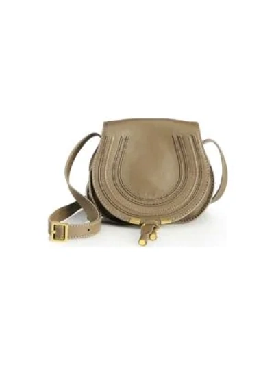 Shop Chloé Mini Marcie Grained Leather Saddle Bag In Brown Seed