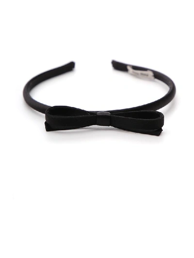 Shop Miu Miu Bow Headband In Black