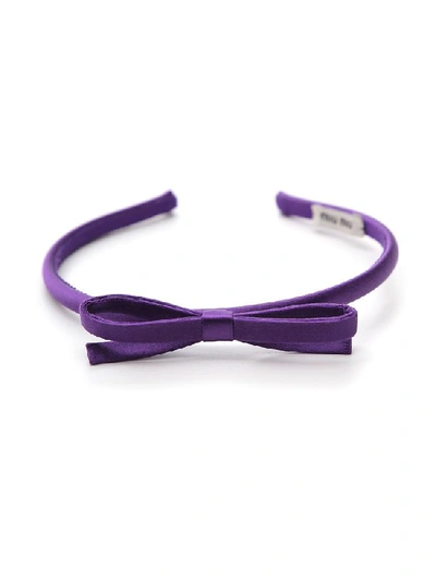 Shop Miu Miu Bow Headband In Purple