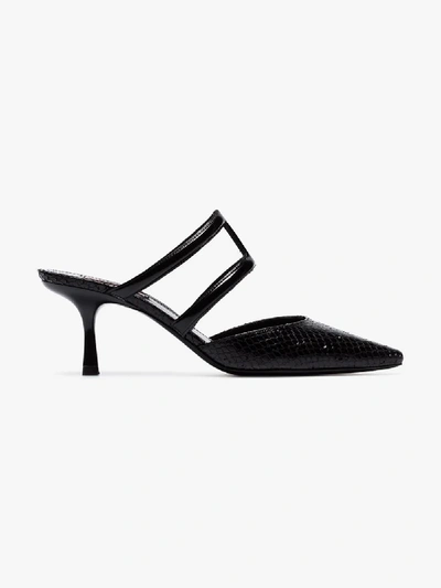 Shop Fabrizio Viti Black Brooklyn 65 Cage Detail Leather Pumps