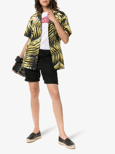 Shop Double Rainbouu Palm-print Cotton Hawaiian Shirt In Black