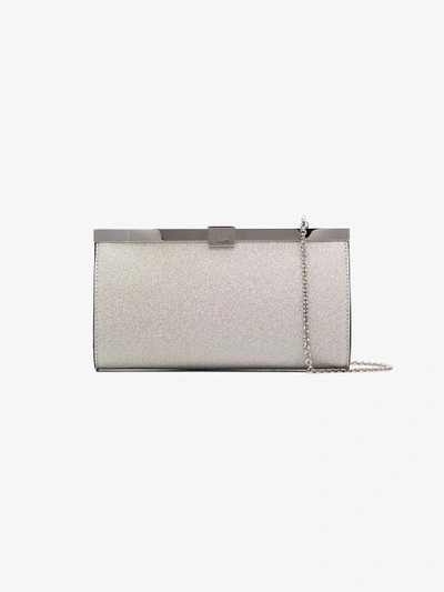 Shop Christian Louboutin Metallic Palmette Glitter Leather Clutch Bag In W144 Metallic