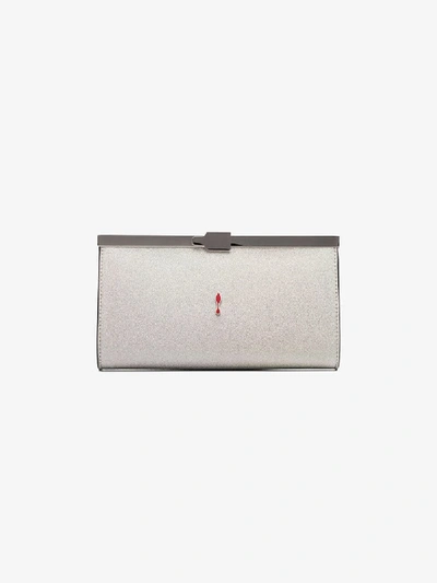 Shop Christian Louboutin Metallic Palmette Glitter Leather Clutch Bag In W144 Metallic