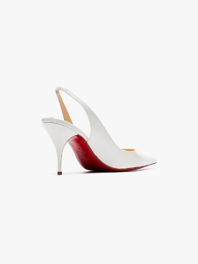 Shop Christian Louboutin White Clare 80 Patent Leather Slingback Pumps In W156 White