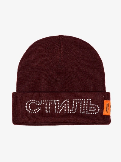 Shop Heron Preston X Carhartt Beanie Mit Logo In Bordeaux