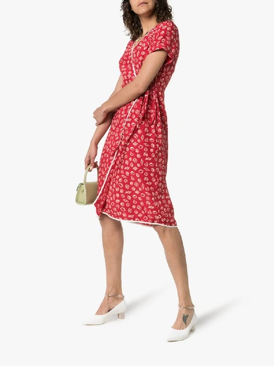 Shop Harley Viera-newton Hvn Vera Print Silk Wrap Dress In Red Shell