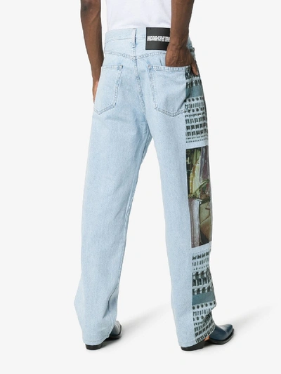 Shop Calvin Klein Jeans Est.1978 Calvin Klein Jeans Est. 1978 Printed Patch Wide-leg Jeans In 911 Denim