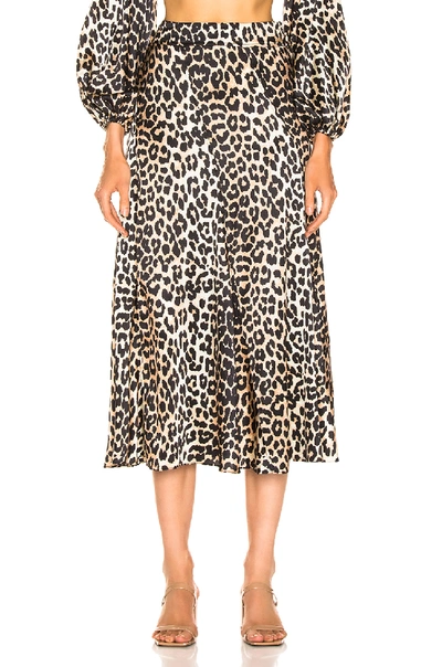 Shop Ganni Blakely Silk Skirt In Multi In Leopard