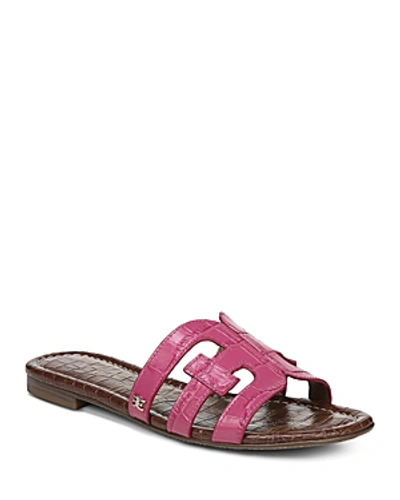 Shop Sam Edelman Women's Bay Slide Sandals In Pink Embossed Leather