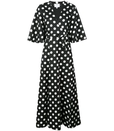Shop Rebecca De Ravenel Wrap Dress In Black And White