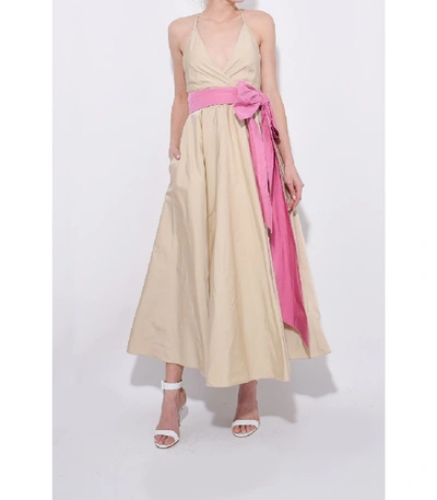 Shop N°21 Plunge Neck Dress In Beige Pink