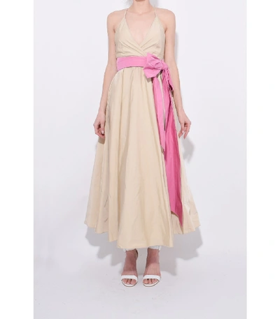 Shop N°21 Plunge Neck Dress In Beige Pink