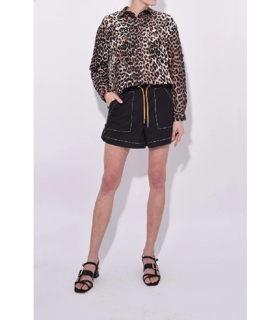 Shop Ganni Cinnober Shorts In Black