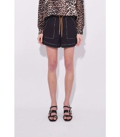 Shop Ganni Cinnober Shorts In Black