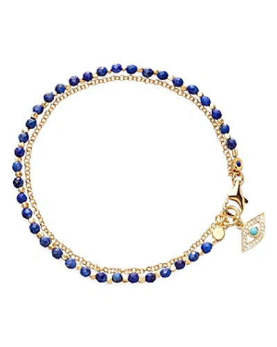Shop Astley Clarke Lapis Lazuli Evil Eye Biography Bracelet In 18k Gold-plated Sterling Silver In Blue/gold