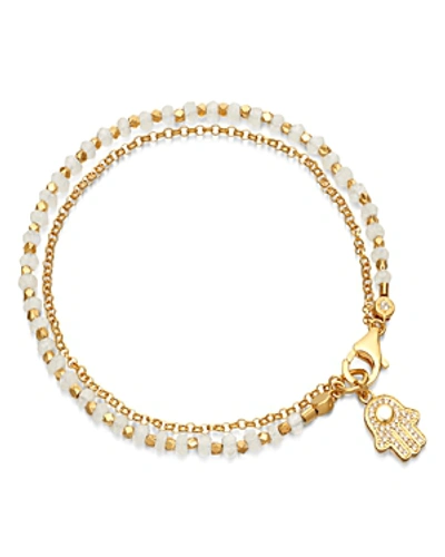 Shop Astley Clarke Hamsa Biography Bracelet In 18k Yellow Gold-plated Sterling Silver In White/gold